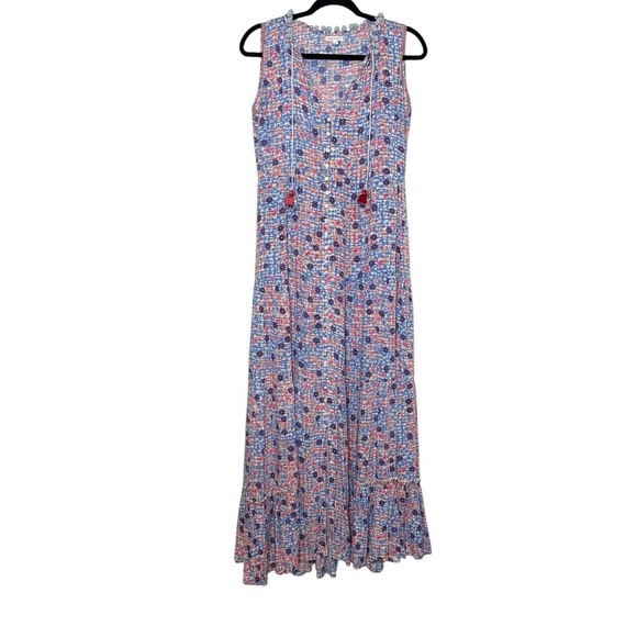 Poupette St Barth Maxi Dress Size XS Multicolor Blue Pink Sleeveless Boho - Picture 1 of 11